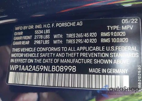 2022 Porsche Macan z USA, uszkodzony, nr VIN WP1AA2A59NLB08998